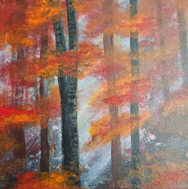 Painting titled "Forêt d'automne #2" by Crystelle Reeves, Original Artwork, Acrylic