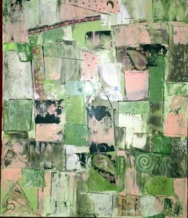 Peinture intitulée "Rose et Vert" par Christine Sautereau, Œuvre d'art originale, Huile