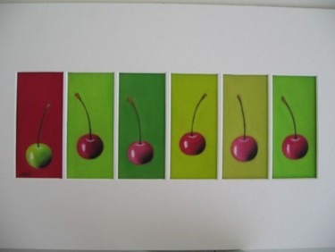 Peinture intitulée "Six cerises" par Christine Savi, Œuvre d'art originale