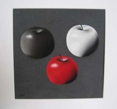 Pintura intitulada "Noir blanc rouge" por Christine Savi, Obras de arte originais, Pastel