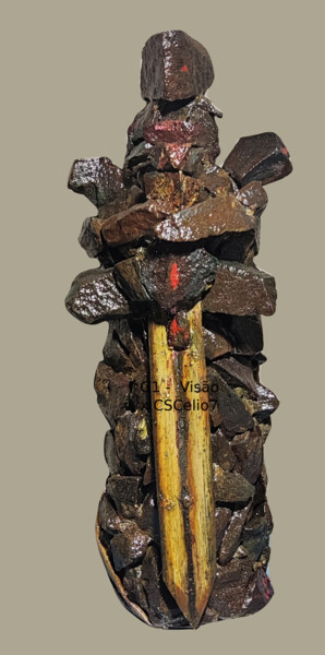 Скульптура под названием "Guardiões I - O Cav…" - Cscelio 7, Подлинное произведение искусства, Камень