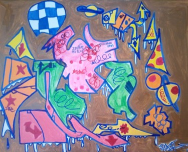 Картина под названием "Nébuleuse 80's" - Poxy, Подлинное произведение искусства, Акрил