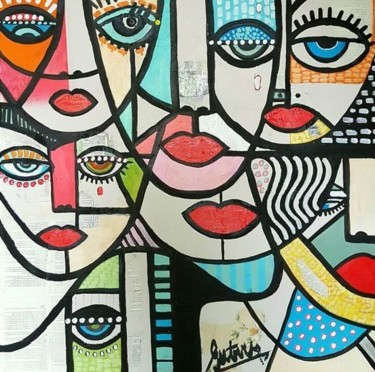 Painting titled "those red lips  - 1…" by Caroline Van Seeters, Original Artwork, Acrylic