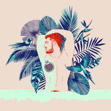 Arts numériques intitulée "Tropical boy" par Christophe Szkudlarek, Œuvre d'art originale, Travail numérique 2D