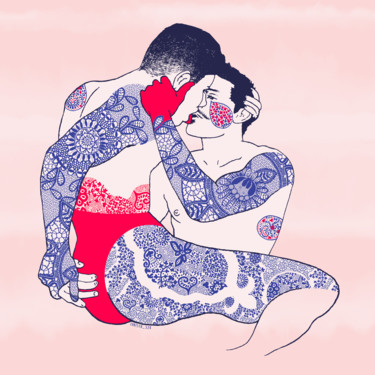 Цифровое искусство под названием "Couple tattoo" - Christophe Szkudlarek, Подлинное произведение искусства, 2D Цифровая Рабо…