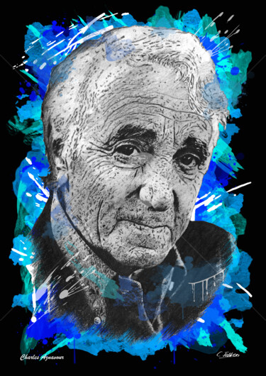 Artisanat intitulée "Charles Aznavour" par Christophe Tellier, Œuvre d'art originale