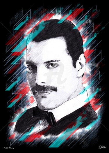 Artisanat intitulée "Freddy Mercury" par Christophe Tellier, Œuvre d'art originale, Autre