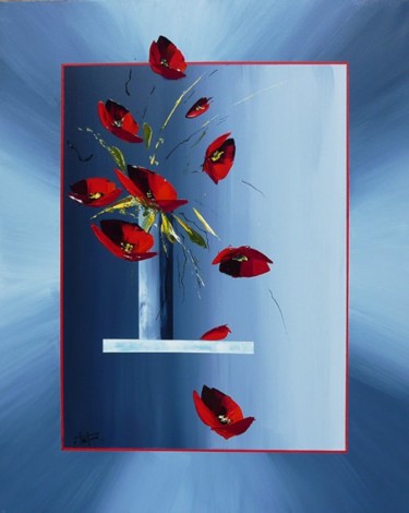 Peinture intitulée "Le bouquet rouge" par Christian Testard, Œuvre d'art originale