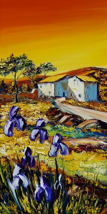 Peinture intitulée "Quelques iris" par Christian Testard, Œuvre d'art originale