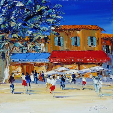 Peinture intitulée "Café des amis" par Christian Testard, Œuvre d'art originale