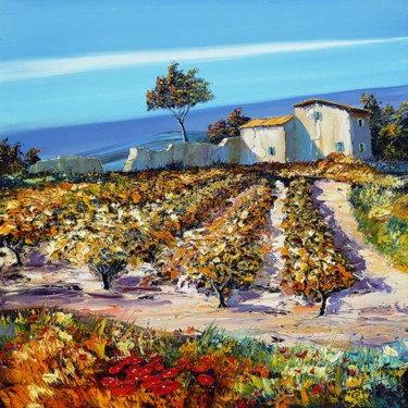Peinture intitulée "Terre de vignobles" par Christian Testard, Œuvre d'art originale