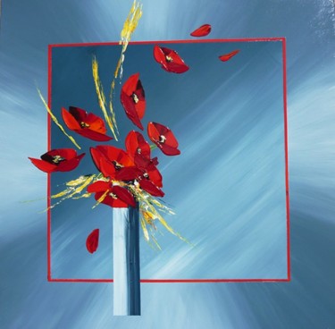 Peinture intitulée "Vase et fleurs" par Christian Testard, Œuvre d'art originale