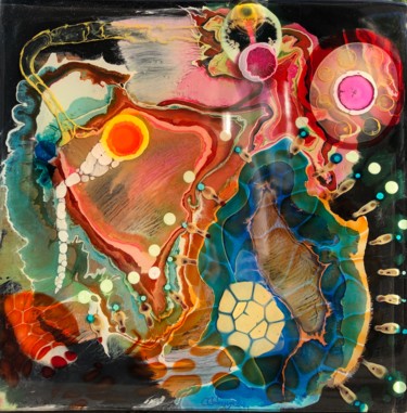 Peinture intitulée "exchange" par Fred Cubaynes, Œuvre d'art originale, Peinture vitrail