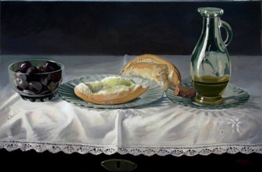 Pintura titulada "Pan con acite y azú…" por Antonio Cubero Jiménez, Obra de arte original, Oleo