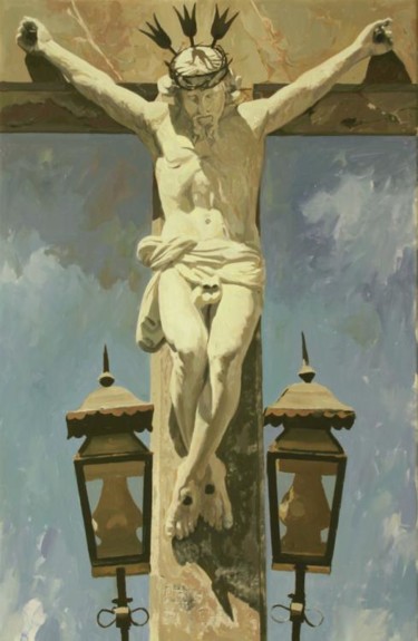 Pintura titulada "El Cristo de los fa…" por Antonio Cubero Jiménez, Obra de arte original, Oleo