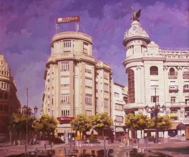 Pintura titulada "Plaza de las Tendil…" por Antonio Cubero Jiménez, Obra de arte original, Oleo