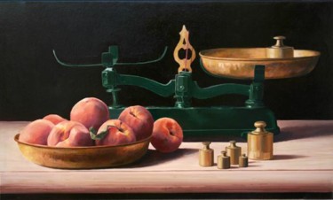 Pintura titulada "melocotones y balan…" por Antonio Cubero Jiménez, Obra de arte original