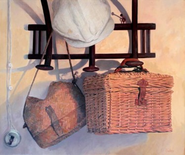Pintura titulada "percha con canasto" por Antonio Cubero Jiménez, Obra de arte original
