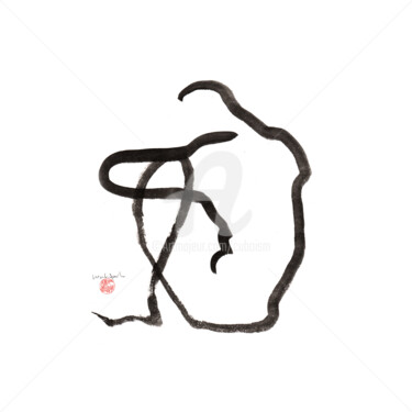Digital Arts titled "思考男" by Cuboism Art Design Kuboizumuatodezain, Original Artwork, Ink