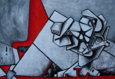 Картина под названием "титановое небо, ала…" - Alexandr Cucumber, Подлинное произведение искусства, Масло Установлен на Дере…