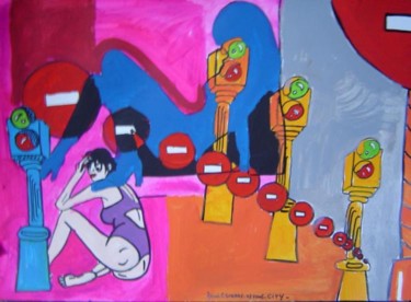 Peinture intitulée "03-2006 - CITY 1 -…" par Marie C. Cudraz, Œuvre d'art originale