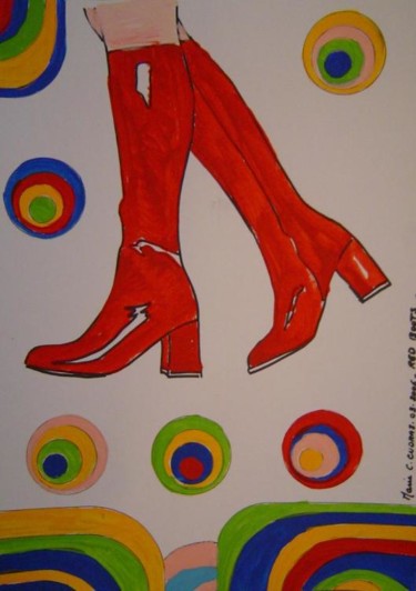 Peinture intitulée "03-2006 - RED BOOTS…" par Marie C. Cudraz, Œuvre d'art originale, Autre