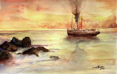 Painting titled "Saliendo del Puerto" by Javier Escudero Cuervas-Mons, Original Artwork