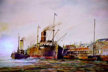 Painting titled "Puerto" by Javier Escudero Cuervas-Mons, Original Artwork