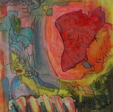 Peinture intitulée "Torse rouge" par Cuervo, Œuvre d'art originale