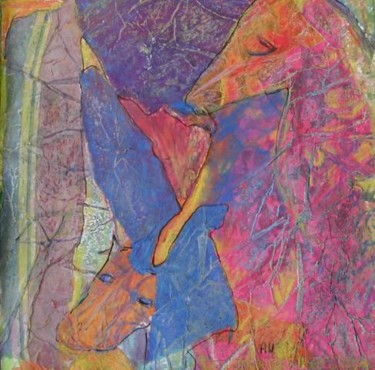 Peinture intitulée "Le Cheval et le Chi…" par Cuervo, Œuvre d'art originale