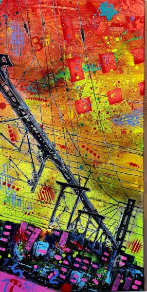 Peinture intitulée "électrique" par Facundo Varas, Œuvre d'art originale, Acrylique
