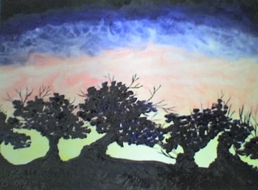 Peinture intitulée "L'aube" par L'Homme Aux Pieds De Caoutchouc, Der Man, Œuvre d'art originale