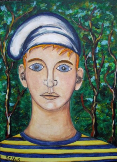 Peinture intitulée "Jeune homme roux" par L'Homme Aux Pieds De Caoutchouc, Der Man, Œuvre d'art originale