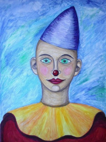 Peinture intitulée "Le petit clown" par L'Homme Aux Pieds De Caoutchouc, Der Man, Œuvre d'art originale