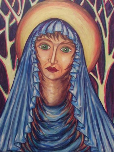 Peinture intitulée "La Vierge triste" par L'Homme Aux Pieds De Caoutchouc, Der Man, Œuvre d'art originale