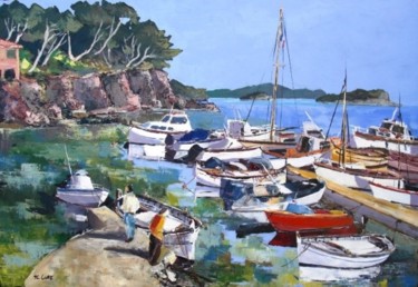 Peinture intitulée "Le Port" par cure, Œuvre d'art originale