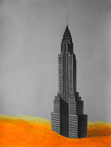 Pintura titulada "Chrysler Building i…" por Curlydafna, Obra de arte original, Lápiz