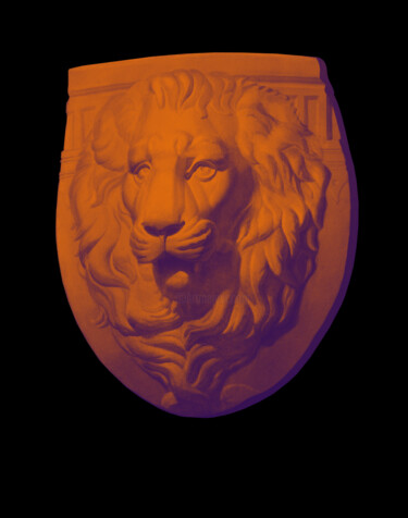 Arts numériques intitulée "Lion in orange" par Curlydafna, Œuvre d'art originale, Travail numérique 2D