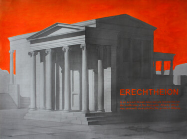 Pittura intitolato "Neon Erechtheion" da Curlydafna, Opera d'arte originale, Inchiostro Montato su Cartone