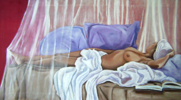Peinture intitulée "sous la moustiquaire" par Curt, Œuvre d'art originale
