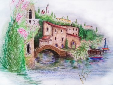 Drawing titled ""Il canale"" by Kézia Curty, Original Artwork, Pencil