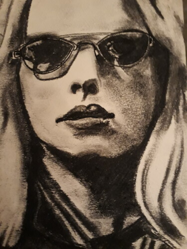 Drawing titled "Cool lady" by Rob Custers, Original Artwork, Charcoal