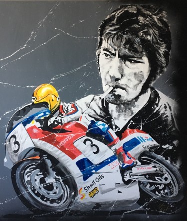 Peinture intitulée "Joey Dunlop" par Yvan Courtet, Œuvre d'art originale, Acrylique