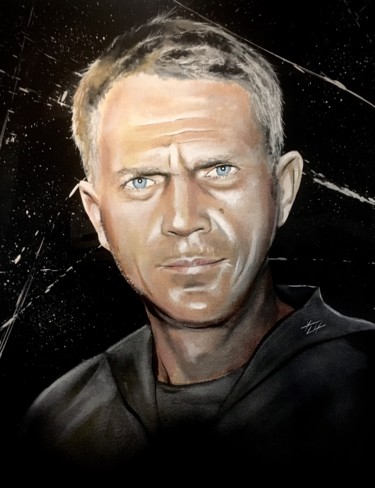 Painting titled "Steve McQueen" by Yvan Courtet, Original Artwork, Acrylic