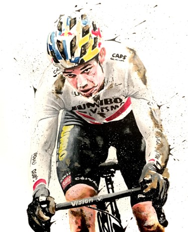 Painting titled "Wout Van Aert" by Yvan Courtet, Original Artwork, Acrylic