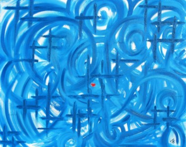 Peinture intitulée "Tourbillon bleu" par Chantal Vieira, Œuvre d'art originale, Acrylique