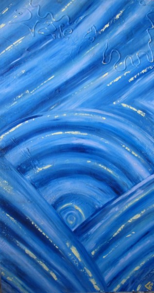 Peinture intitulée "Ondes bleues" par Chantal Vieira, Œuvre d'art originale, Acrylique