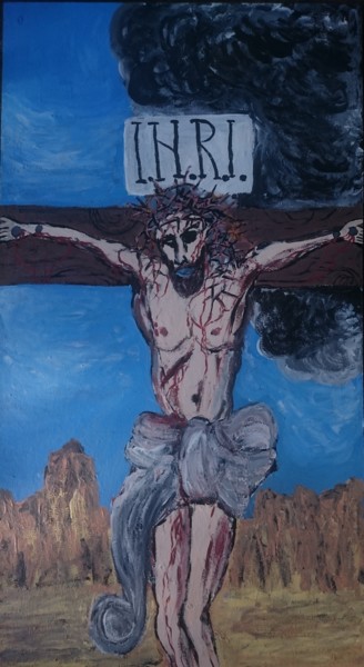 Pintura intitulada "In Male Iesus.(The…" por Alexey Nickolay, Obras de arte originais, Tinta de esmalte