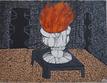 Schilderij getiteld "Someone Else's Fire." door Alexey Nickolay, Origineel Kunstwerk, Glazuur