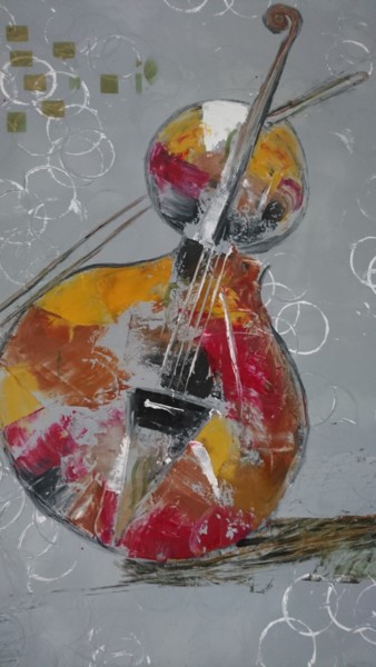 Malerei mit dem Titel "Le violon" von Vanessa Vergé, Original-Kunstwerk, Öl